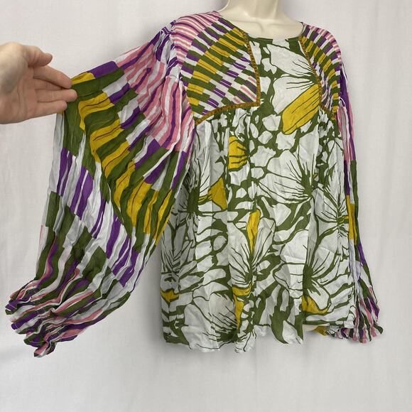 Blank London Top Womens XL Retro Floral Mod Balloon Sleeve Boho Anthropologie - Picture 2 of 14